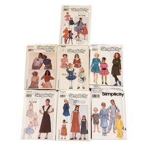 Simplicity Uncut Lot of 7 Easy Sewing Pattern Girl Knit Dress Accessories Pajama